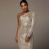 One-shoulder Oblique Collar Wrapped Chest Evening Dress